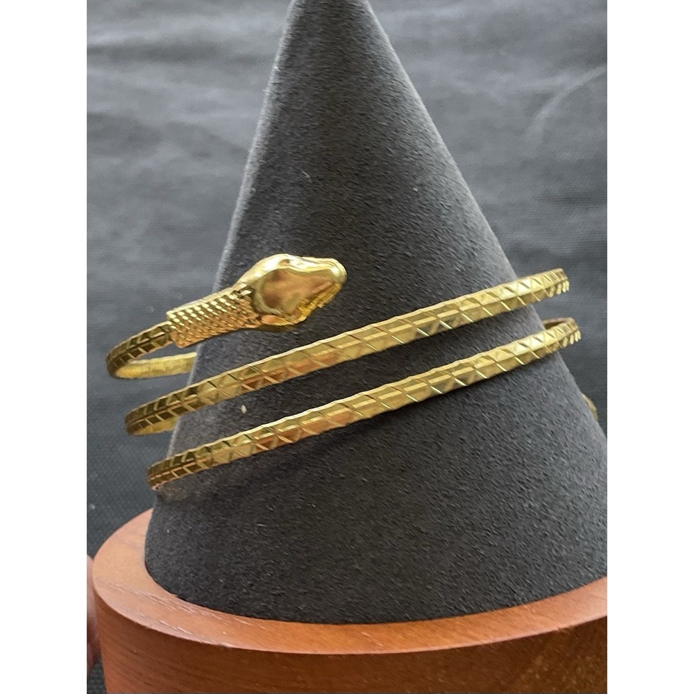 gold-toned metal snake wrap arm bracelet Estate jewelry Serpant